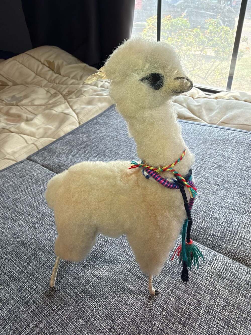 Peruvian Alpaca Wool Figurine Llama Plush Toy 7.5 Inches